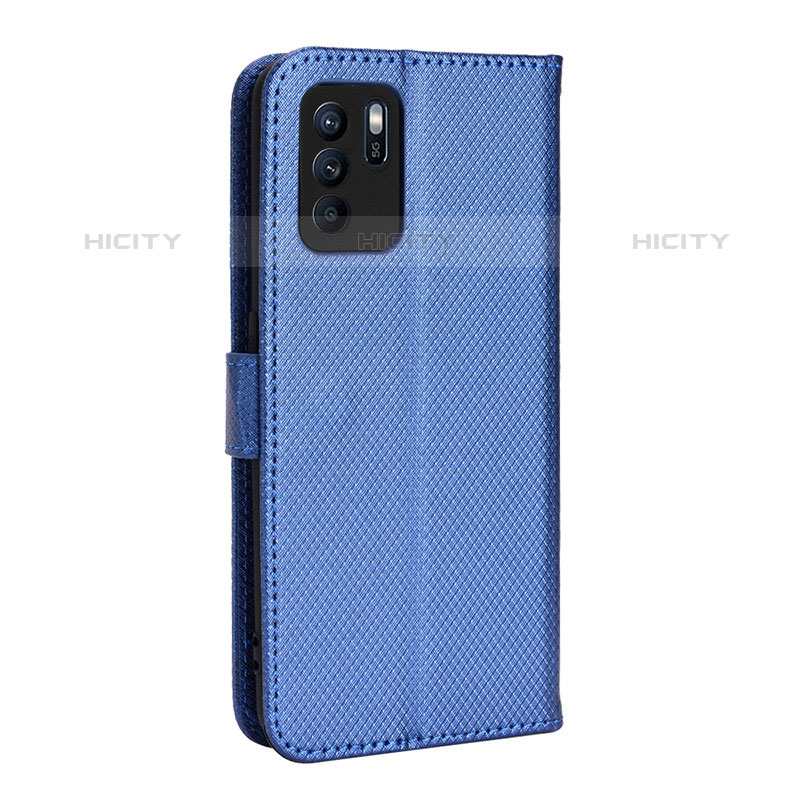 Custodia Portafoglio In Pelle Cover con Supporto BY1 per Oppo Reno6 Z 5G Blu