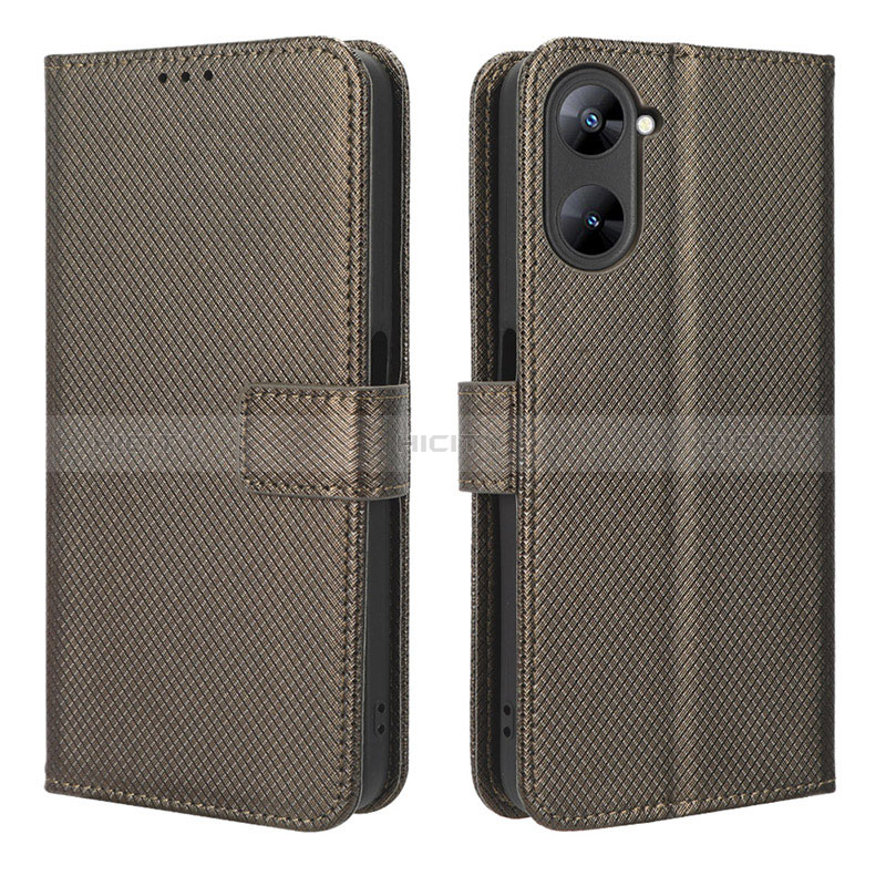 Custodia Portafoglio In Pelle Cover con Supporto BY1 per Realme 10S 5G Marrone