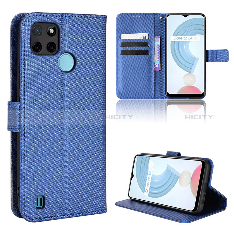 Custodia Portafoglio In Pelle Cover con Supporto BY1 per Realme C21Y Blu