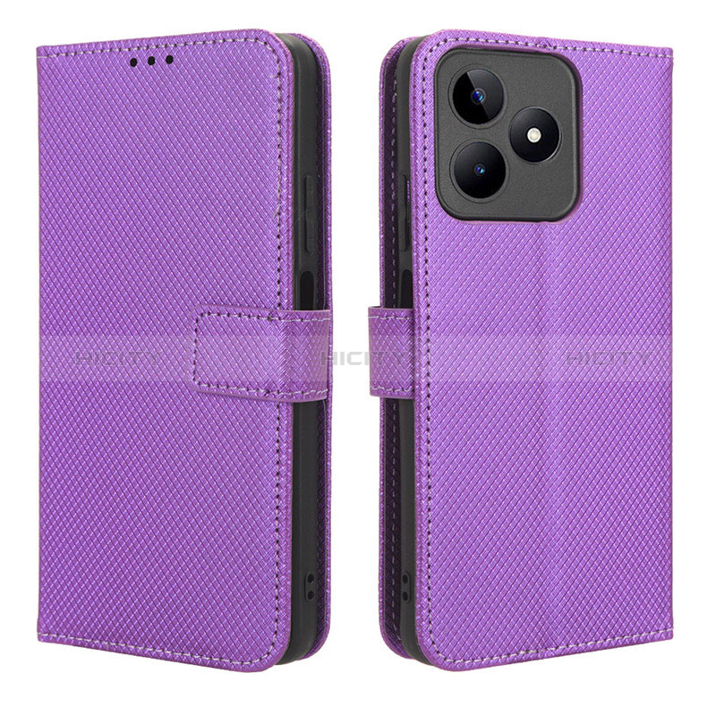 Custodia Portafoglio In Pelle Cover con Supporto BY1 per Realme C53 India Viola