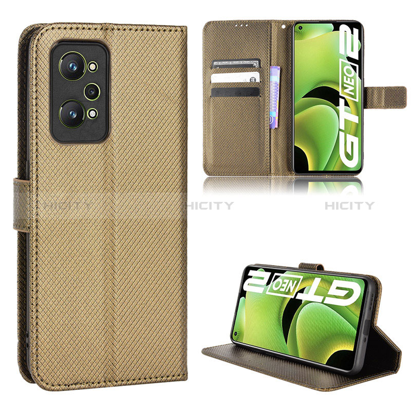 Custodia Portafoglio In Pelle Cover con Supporto BY1 per Realme GT Neo 3T 5G Marrone