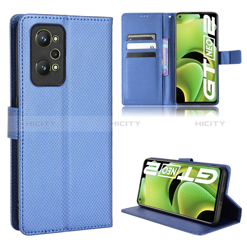 Custodia Portafoglio In Pelle Cover con Supporto BY1 per Realme GT2 5G Blu