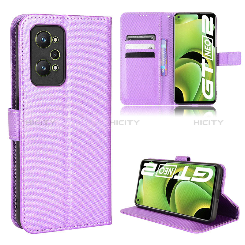 Custodia Portafoglio In Pelle Cover con Supporto BY1 per Realme GT2 5G Viola