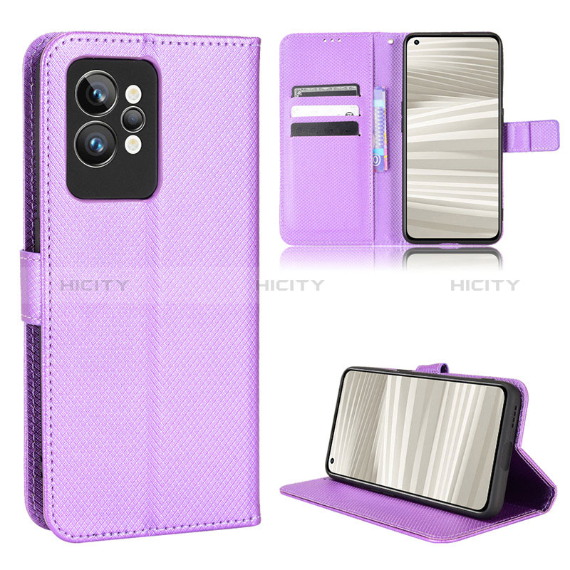 Custodia Portafoglio In Pelle Cover con Supporto BY1 per Realme GT2 Pro 5G Viola