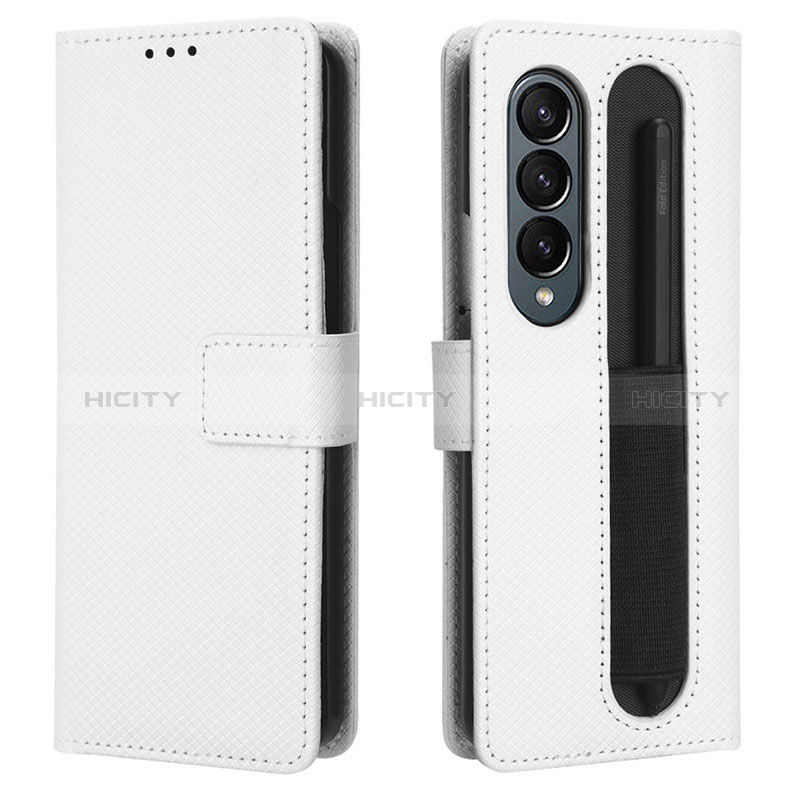 Custodia Portafoglio In Pelle Cover con Supporto BY1 per Samsung Galaxy Z Fold3 5G Bianco