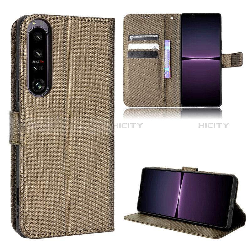 Custodia Portafoglio In Pelle Cover con Supporto BY1 per Sony Xperia 1 IV SO-51C Marrone