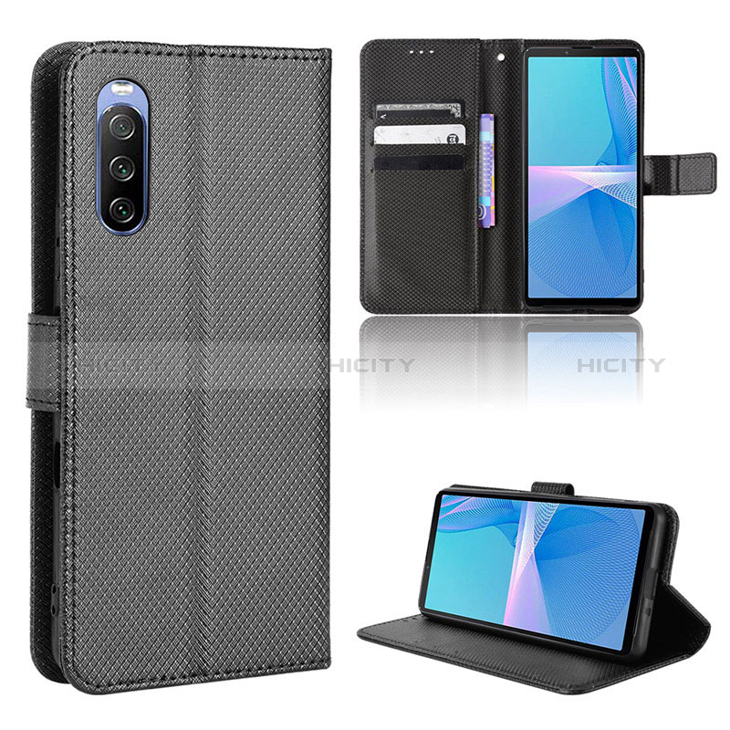 Custodia Portafoglio In Pelle Cover con Supporto BY1 per Sony Xperia 10 III Nero