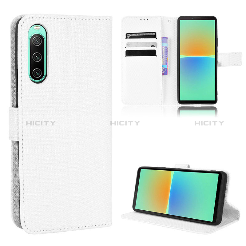 Custodia Portafoglio In Pelle Cover con Supporto BY1 per Sony Xperia 10 IV SO-52C Bianco