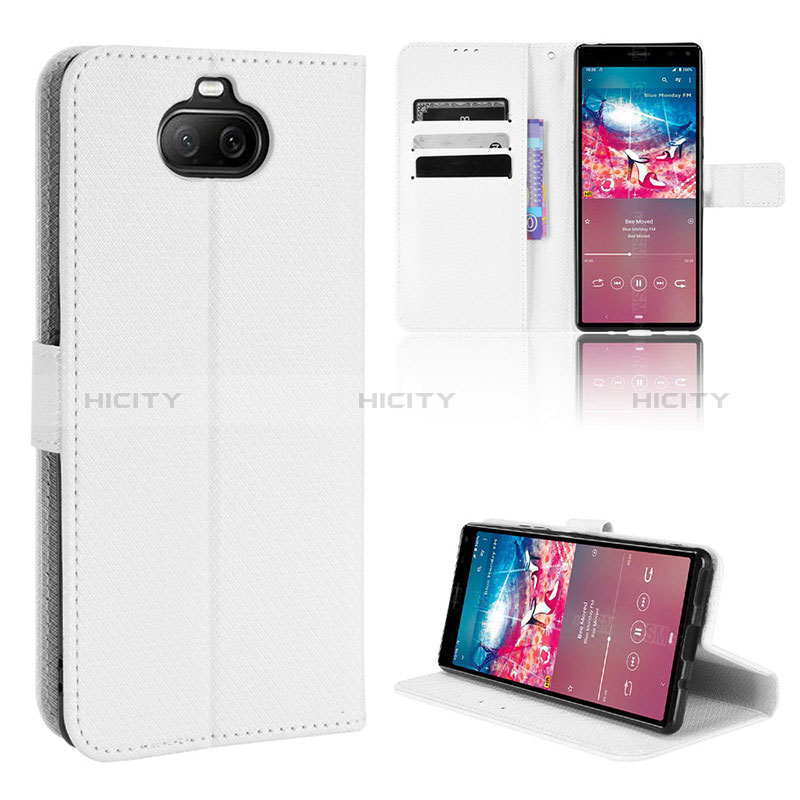 Custodia Portafoglio In Pelle Cover con Supporto BY1 per Sony Xperia 8 Bianco