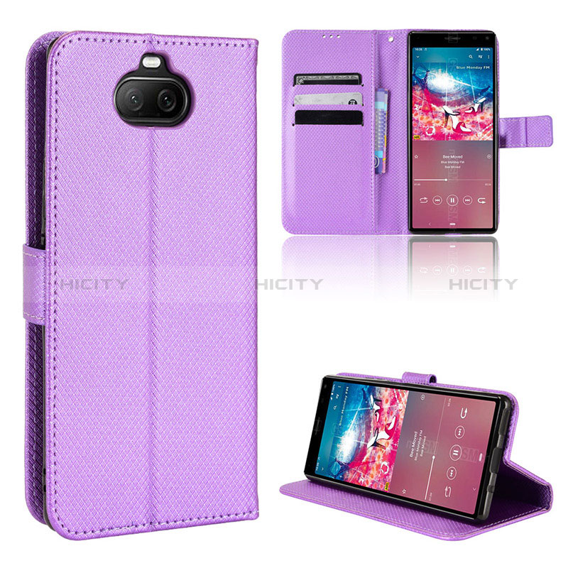 Custodia Portafoglio In Pelle Cover con Supporto BY1 per Sony Xperia 8 Viola