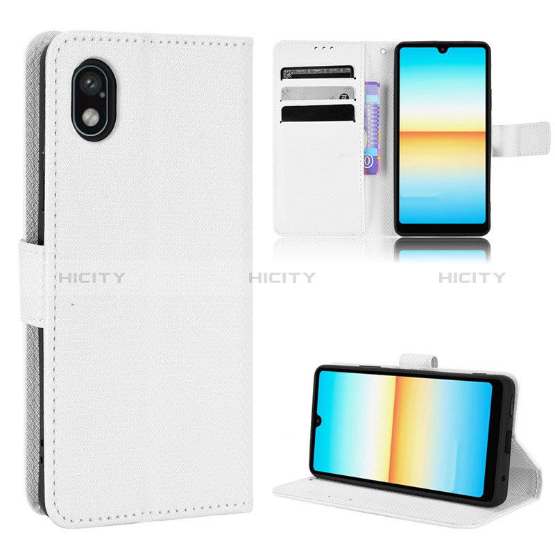 Custodia Portafoglio In Pelle Cover con Supporto BY1 per Sony Xperia Ace III Bianco