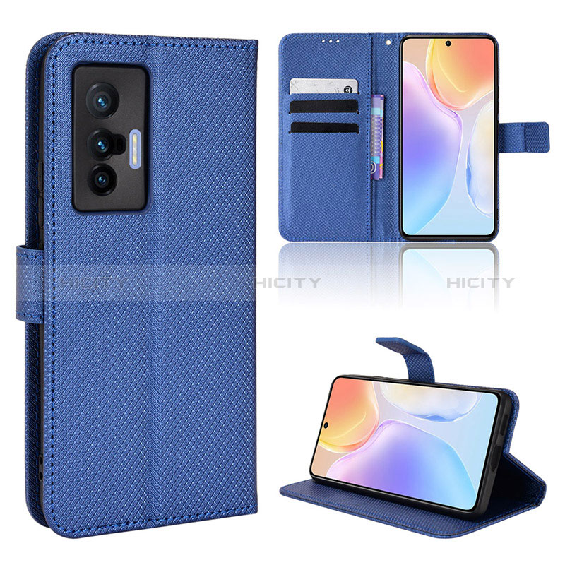 Custodia Portafoglio In Pelle Cover con Supporto BY1 per Vivo X70t Blu