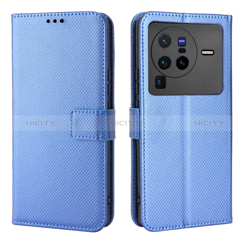 Custodia Portafoglio In Pelle Cover con Supporto BY1 per Vivo X80 Pro 5G Blu