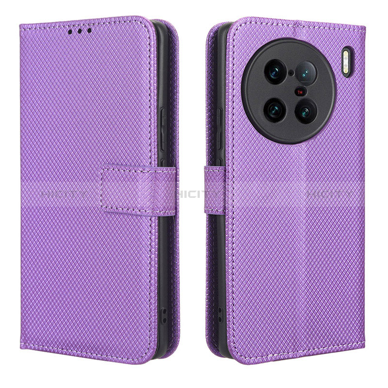 Custodia Portafoglio In Pelle Cover con Supporto BY1 per Vivo X90 Pro+ Plus 5G Viola