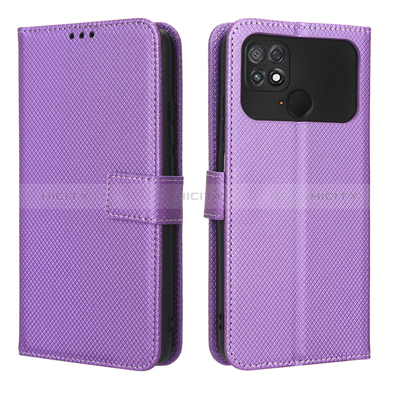 Custodia Portafoglio In Pelle Cover con Supporto BY1 per Xiaomi Poco C40 Viola