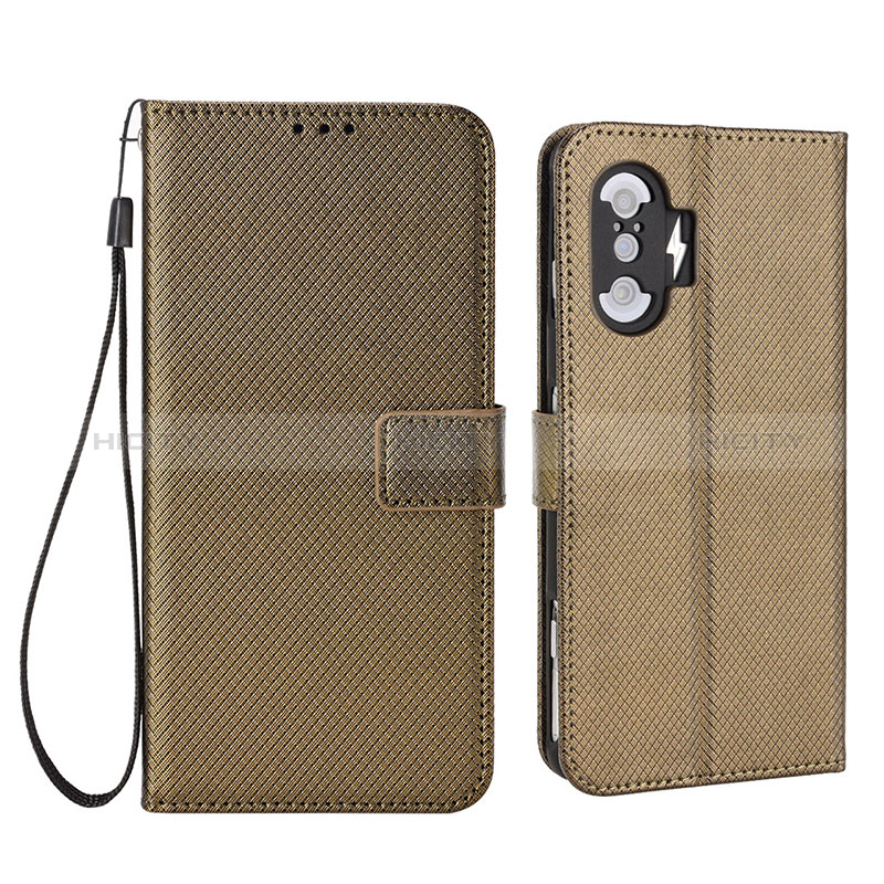 Custodia Portafoglio In Pelle Cover con Supporto BY1 per Xiaomi Poco F3 GT 5G Marrone