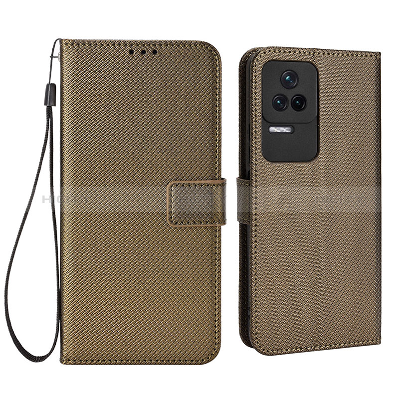 Custodia Portafoglio In Pelle Cover con Supporto BY1 per Xiaomi Poco F4 5G Marrone