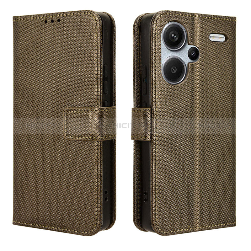 Custodia Portafoglio In Pelle Cover con Supporto BY1 per Xiaomi Redmi Note 13 Pro+ Plus 5G Marrone