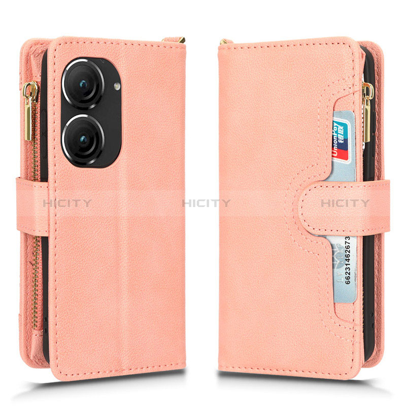 Custodia Portafoglio In Pelle Cover con Supporto BY2 per Asus ZenFone 10 Oro Rosa