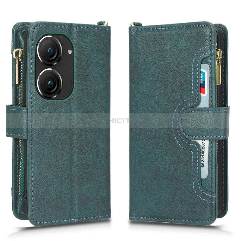 Custodia Portafoglio In Pelle Cover con Supporto BY2 per Asus ZenFone 10 Verde