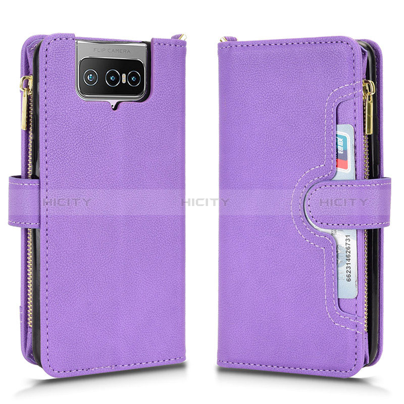 Custodia Portafoglio In Pelle Cover con Supporto BY2 per Asus Zenfone 7 Pro ZS671KS Viola