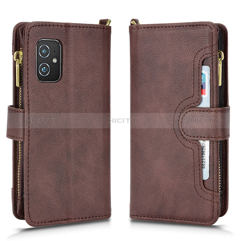 Custodia Portafoglio In Pelle Cover con Supporto BY2 per Asus ZenFone 8 Mini Marrone