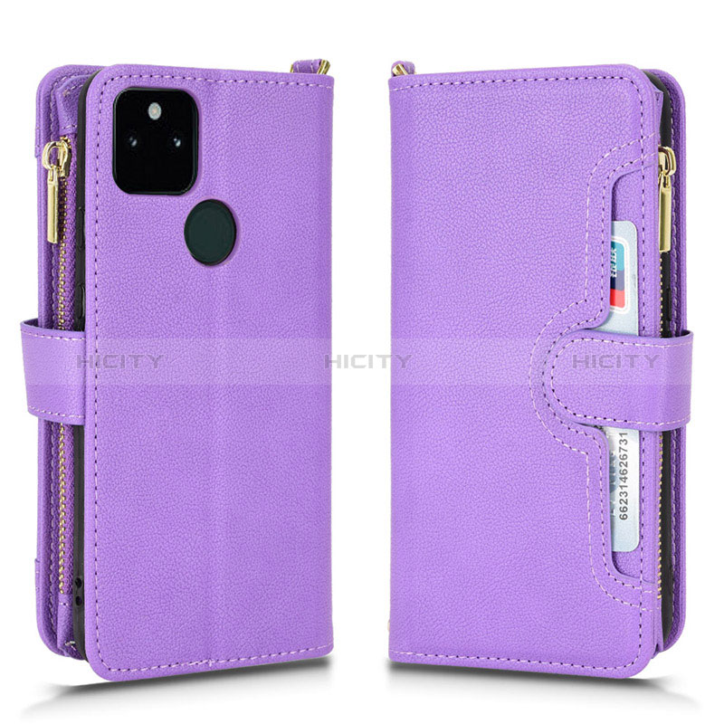 Custodia Portafoglio In Pelle Cover con Supporto BY2 per Google Pixel 5a 5G Viola