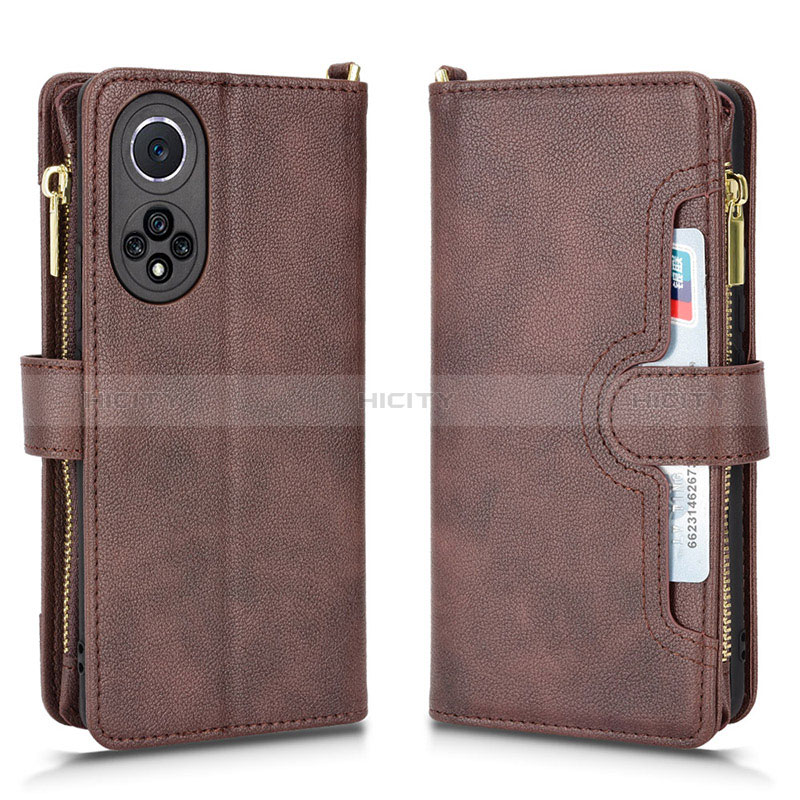 Custodia Portafoglio In Pelle Cover con Supporto BY2 per Huawei Honor 50 5G Marrone