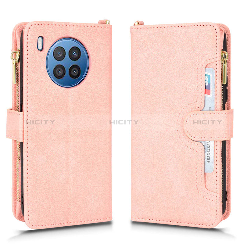 Custodia Portafoglio In Pelle Cover con Supporto BY2 per Huawei Honor 50 Lite Oro Rosa