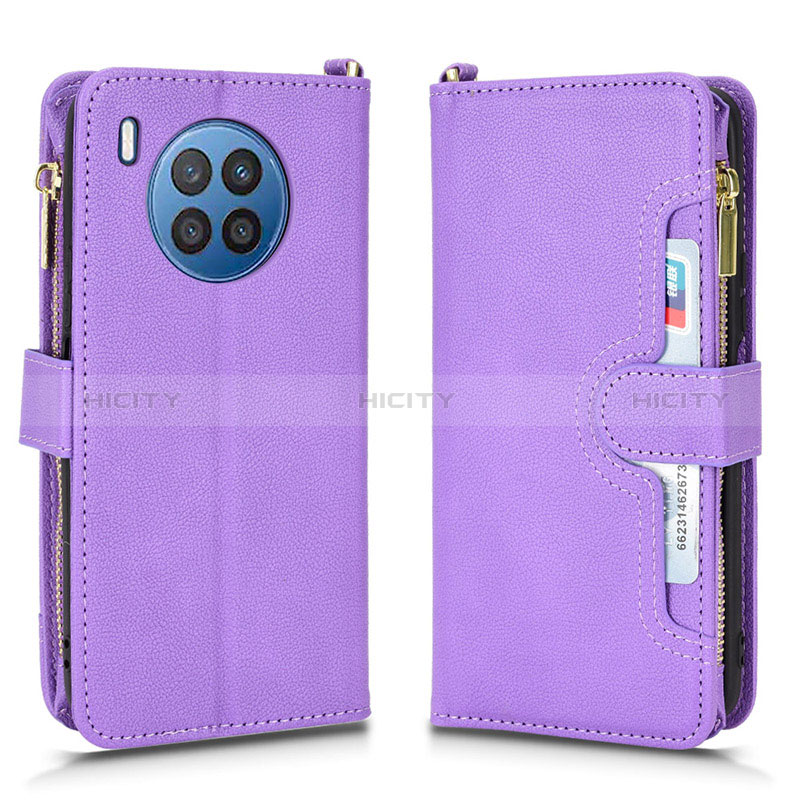 Custodia Portafoglio In Pelle Cover con Supporto BY2 per Huawei Honor 50 Lite Viola