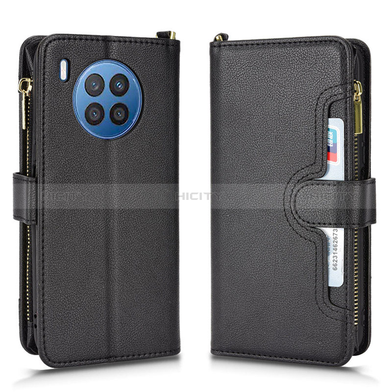 Custodia Portafoglio In Pelle Cover con Supporto BY2 per Huawei Nova 8i Nero