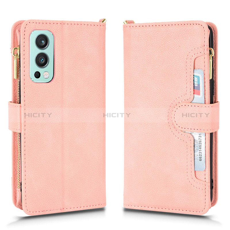 Custodia Portafoglio In Pelle Cover con Supporto BY2 per OnePlus Nord 2 5G Oro Rosa