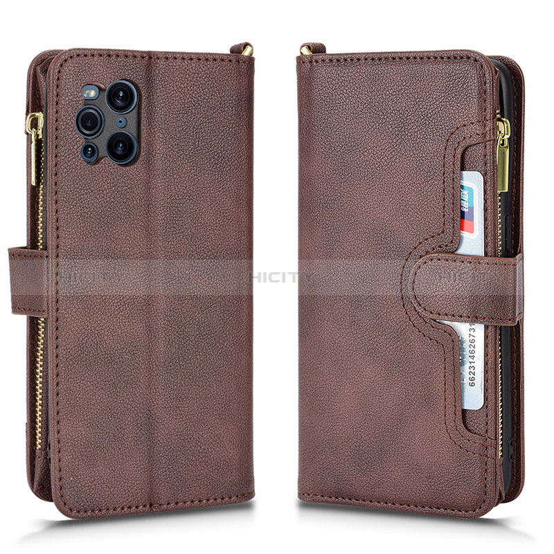 Custodia Portafoglio In Pelle Cover con Supporto BY2 per Oppo Find X3 5G Marrone