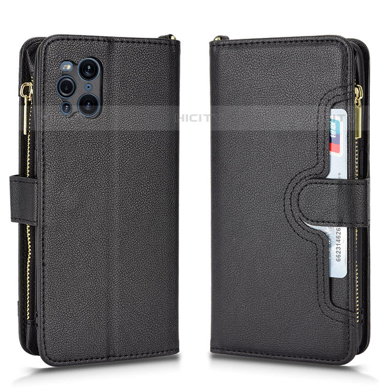 Custodia Portafoglio In Pelle Cover con Supporto BY2 per Oppo Find X3 Pro 5G Nero