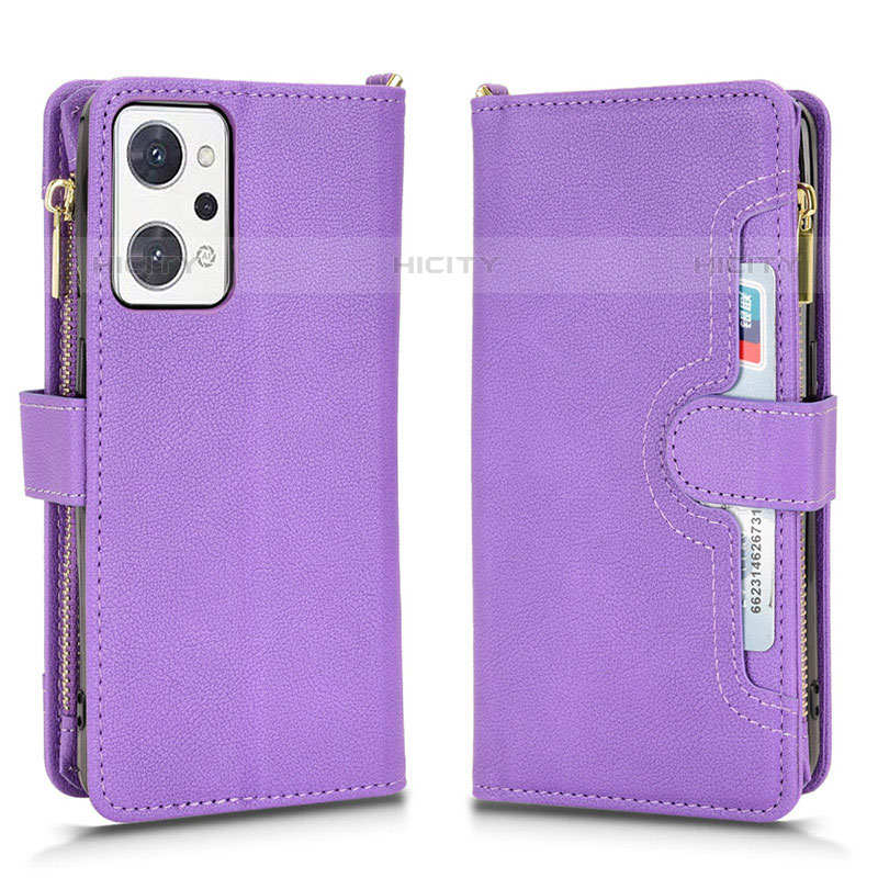 Custodia Portafoglio In Pelle Cover con Supporto BY2 per Oppo Reno7 A Viola