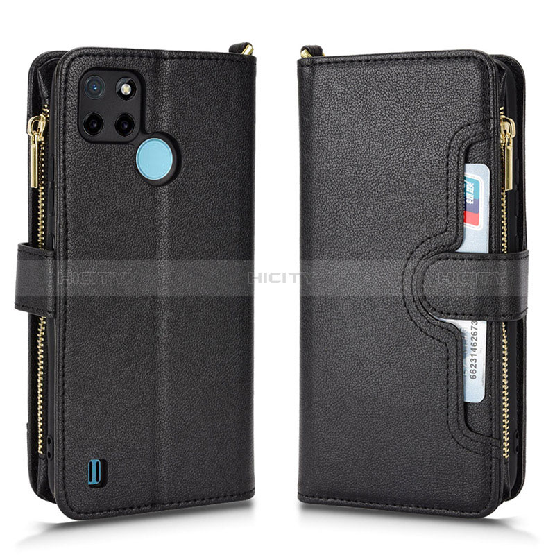 Custodia Portafoglio In Pelle Cover con Supporto BY2 per Realme C25Y India Nero