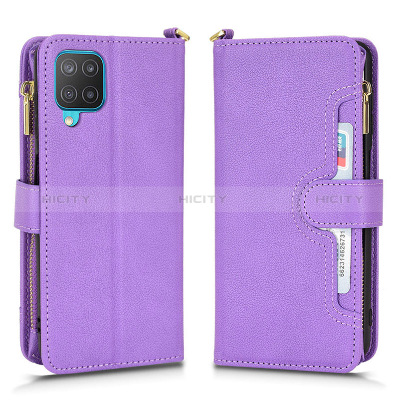 Custodia Portafoglio In Pelle Cover con Supporto BY2 per Samsung Galaxy A12 Viola