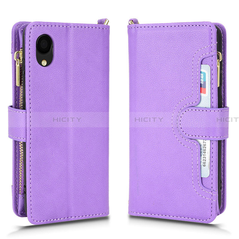 Custodia Portafoglio In Pelle Cover con Supporto BY2 per Samsung Galaxy A22 5G SC-56B Viola