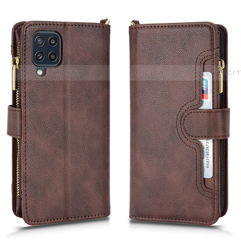 Custodia Portafoglio In Pelle Cover con Supporto BY2 per Samsung Galaxy F22 4G Marrone