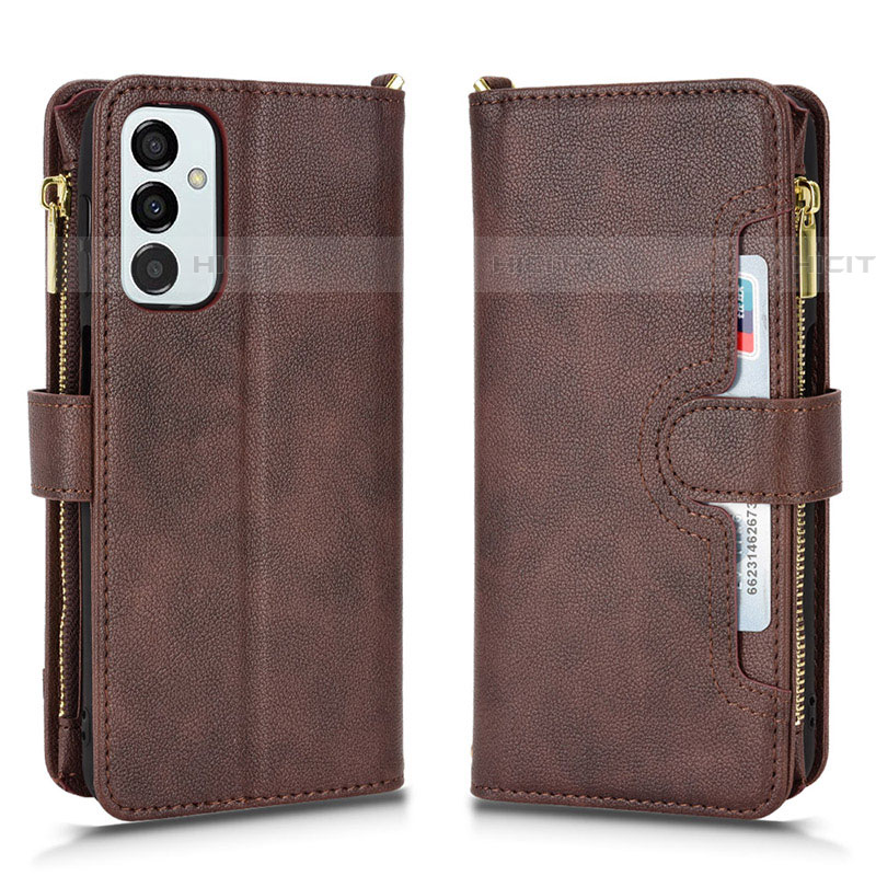 Custodia Portafoglio In Pelle Cover con Supporto BY2 per Samsung Galaxy F23 5G Marrone