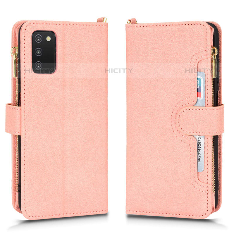 Custodia Portafoglio In Pelle Cover con Supporto BY2 per Samsung Galaxy M02s Oro Rosa