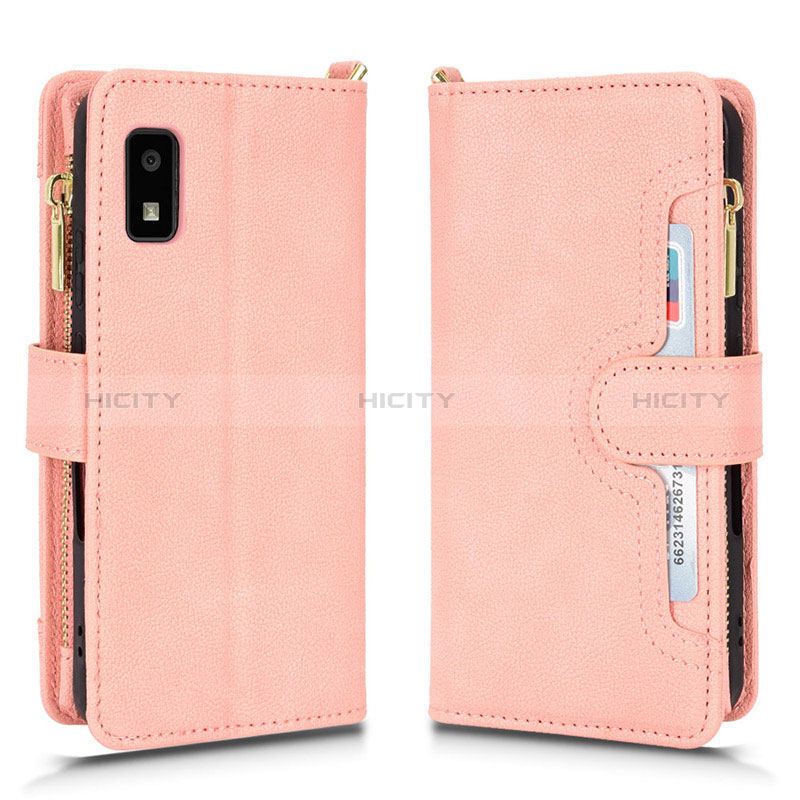 Custodia Portafoglio In Pelle Cover con Supporto BY2 per Sharp Aquos wish2 Oro Rosa