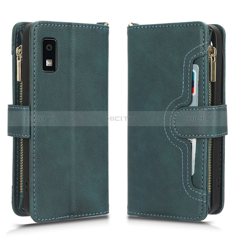 Custodia Portafoglio In Pelle Cover con Supporto BY2 per Sharp Aquos wish3 Verde