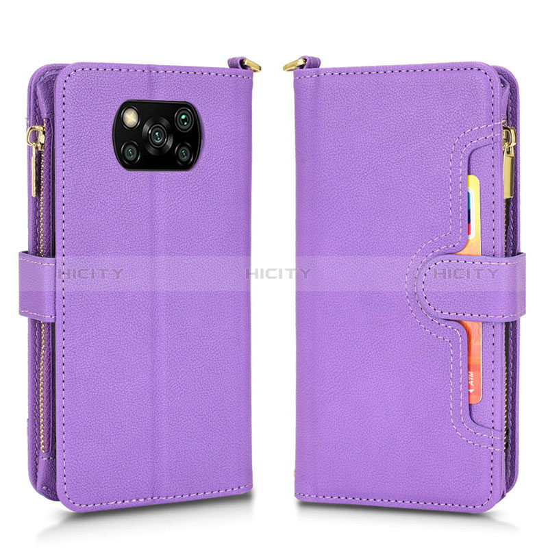 Custodia Portafoglio In Pelle Cover con Supporto BY2 per Xiaomi Poco X3 NFC Viola