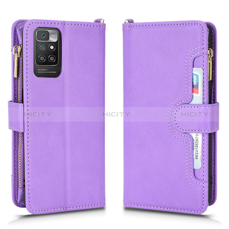 Custodia Portafoglio In Pelle Cover con Supporto BY2 per Xiaomi Redmi 10 (2022) Viola