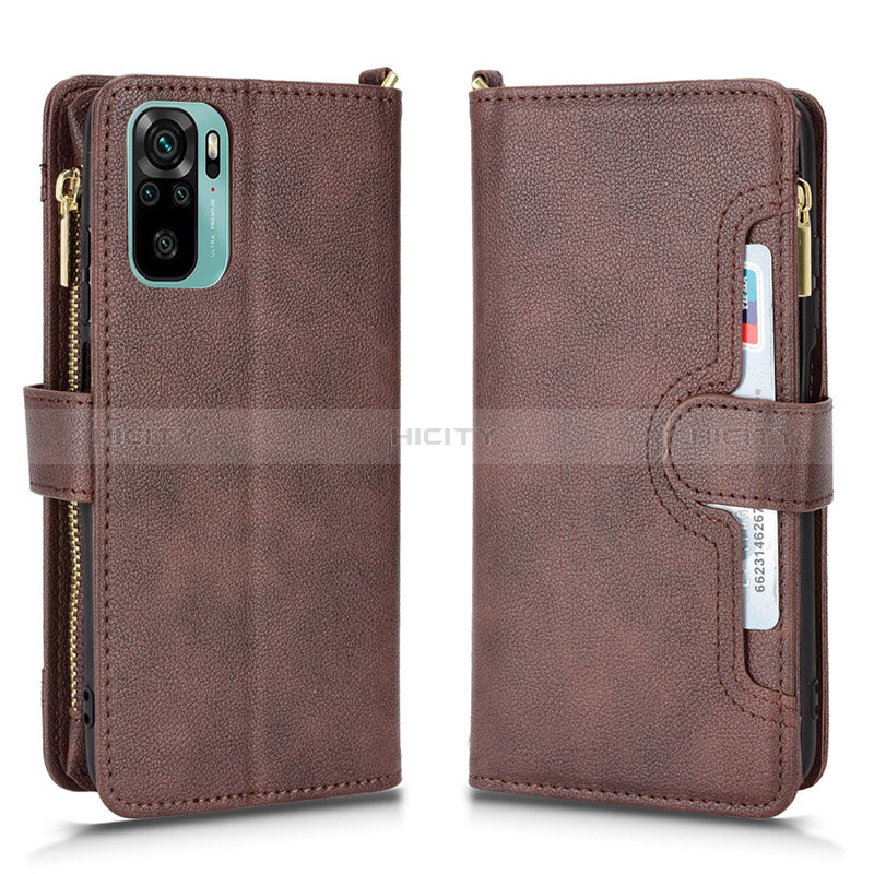 Custodia Portafoglio In Pelle Cover con Supporto BY2 per Xiaomi Redmi Note 10 4G Marrone