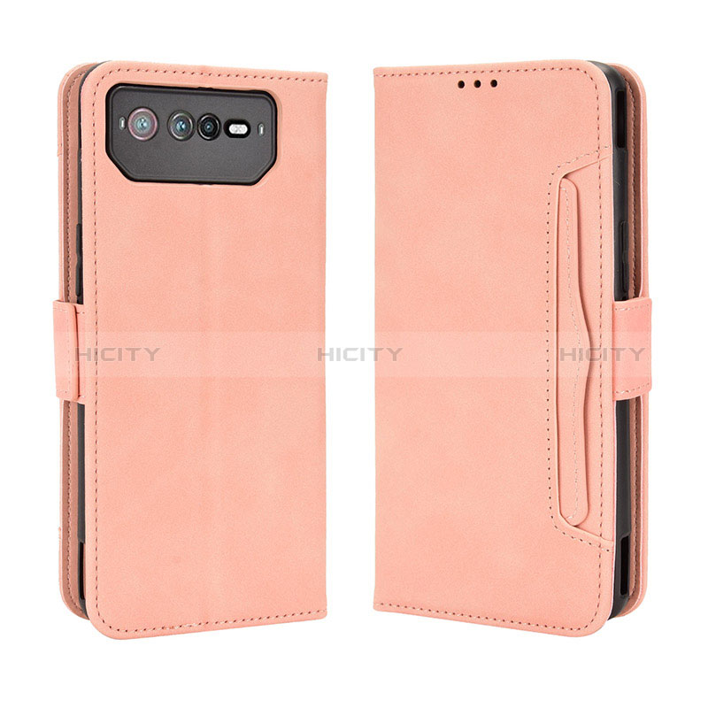 Custodia Portafoglio In Pelle Cover con Supporto BY3 per Asus ROG Phone 6 Pro Rosa