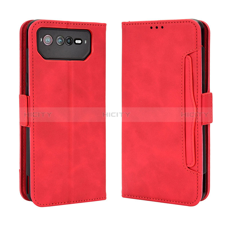 Custodia Portafoglio In Pelle Cover con Supporto BY3 per Asus ROG Phone 6 Pro Rosso