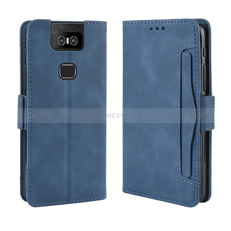 Custodia Portafoglio In Pelle Cover con Supporto BY3 per Asus Zenfone 6 ZS630KL Blu