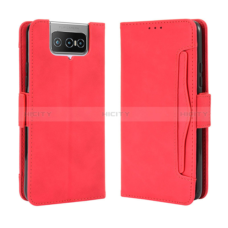 Custodia Portafoglio In Pelle Cover con Supporto BY3 per Asus Zenfone 7 ZS670KS Rosso